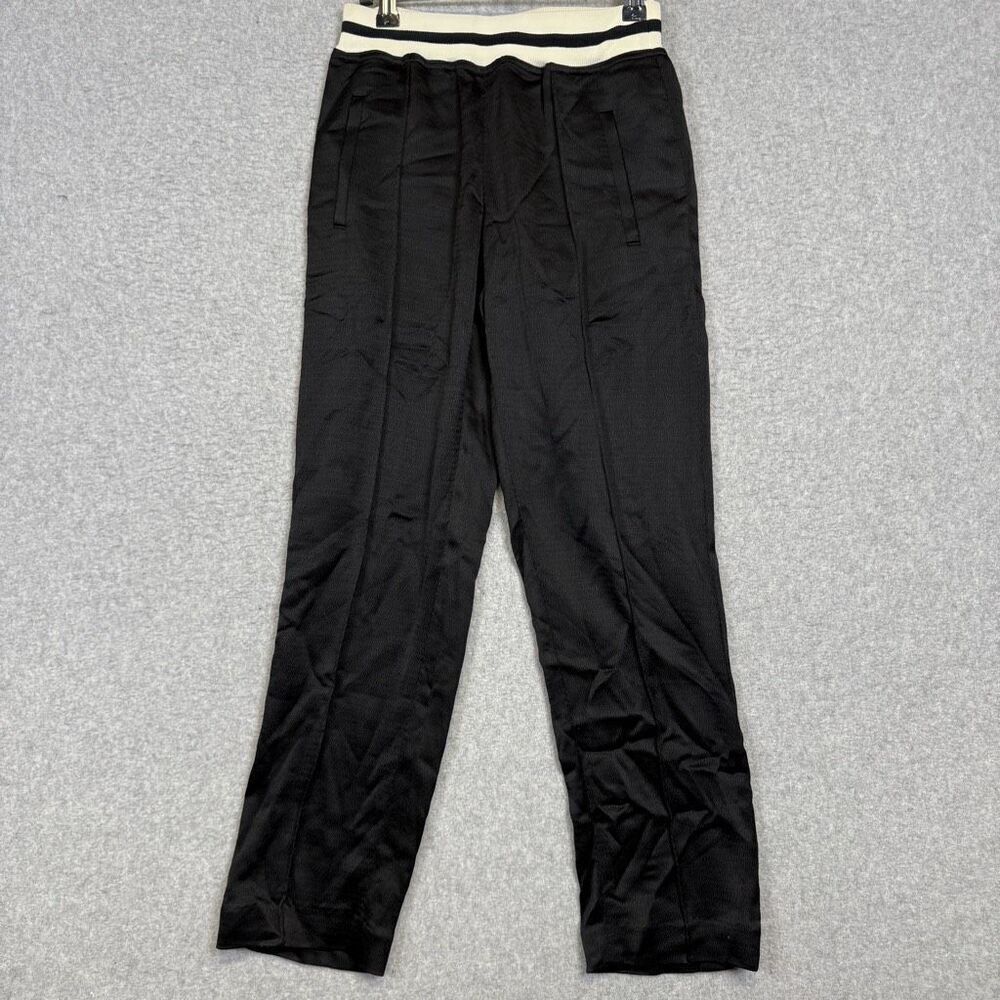 Anthropologie Little Moon Women's Small Black Ankle Faux Leather Pants Trousers